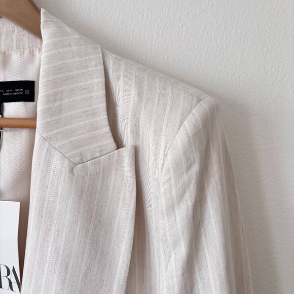 Zara Linen Blend Blazer w/ Rolled Up Sleeves - Picture 8 of 12